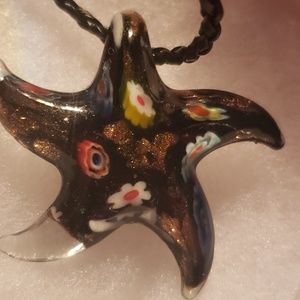 Brand new handblown glass starfish necklace